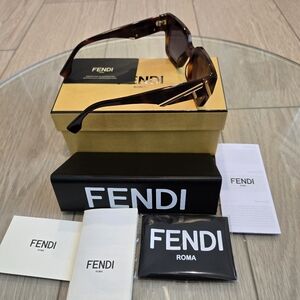 Fendi Tortoise Shell Sunglasses with Gold Accents & Certificate Of Authenticity